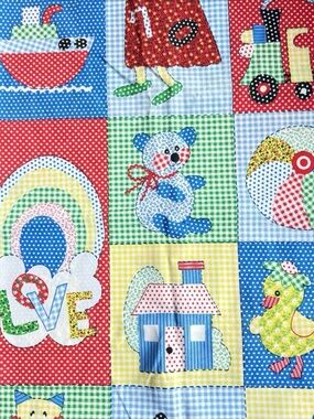 VTG Spring Mills Primary Colors Nursery Childrens Cheaters Quilt Cotton Fabric